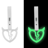Devil Horns Broken Heart JDM Tsurikawa Drift Subway Train Bus Handle Strap – Universal Car Interior Hanging Charm, White PVC X2