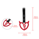Devil Horns Broken Heart JDM Tsurikawa Drift Subway Train Bus Handle Strap – Universal Car Interior Hanging Charm, Black PVC X2