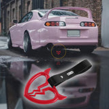 Devil Horns Broken Heart JDM Tsurikawa Drift Subway Train Bus Handle Strap – Universal Car Interior Hanging Charm, Black PVC X1