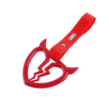 Devil Horns Broken Heart JDM Tsurikawa Drift Subway Train Bus Handle Strap – Universal Car Interior Hanging Charm, Red PVC X2