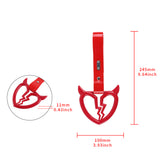 Devil Horns Broken Heart JDM Tsurikawa Drift Subway Train Bus Handle Strap – Universal Car Interior Hanging Charm, Red PVC X2