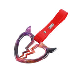 Devil Horns Broken Heart JDM Tsurikawa Drift Subway Train Bus Handle Strap – Universal Car Interior Hanging Charm, Red PVC X2