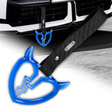 Devil Horns Broken Heart Crystal-Style Ring JDM Tsurikawa Drift Subway Train Bus Handle Strap – Universal Car Interior Hanging Charm, Carbon Fiber Pattern PVC X1