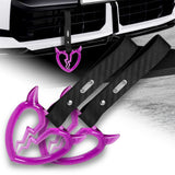 Devil Horns Broken Heart Crystal-Style Ring JDM Tsurikawa Drift Subway Train Bus Handle Strap – Universal Car Interior Hanging Charm, Carbon Fiber Pattern PVC X2