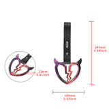 Devil Horns Broken Heart JDM Tsurikawa Drift Subway Train Bus Handle Strap – Universal Car Interior Hanging Charm, Carbon Fiber Pattern PVC X1