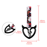 Devil Horns Broken Heart Crystal-Style Ring JDM Tsurikawa Drift Subway Train Bus Handle Strap – Universal Car Interior Hanging Charm, Bosozoku Black Cats Pattern Retro Nylon Strap X2