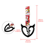 Devil Horns Broken Heart Crystal-Style Ring JDM Tsurikawa Drift Subway Train Bus Handle Strap – Universal Car Interior Hanging Charm, Bosozoku Red Cats Pattern Retro Nylon Strap X2