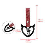 Devil Horns Broken Heart Crystal-Style Ring JDM Tsurikawa Drift Subway Train Bus Handle Strap – Universal Car Interior Hanging Charm, Bosozoku Red Clouds Pattern Retro Nylon Strap X1