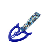 Devil Horns Broken Heart JDM Tsurikawa Drift Subway Train Bus Handle Strap – Universal Car Interior Hanging Charm, Bosozoku Blue Waves Pattern Retro Nylon Strap X1