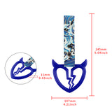 Devil Horns Broken Heart Crystal-Style Ring JDM Tsurikawa Drift Subway Train Bus Handle Strap – Universal Car Interior Hanging Charm, Bosozoku Blue Waves Pattern Retro Nylon Strap X2