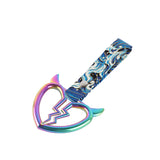 Devil Horns Broken Heart JDM Tsurikawa Drift Subway Train Bus Handle Strap – Universal Car Interior Hanging Charm, Bosozoku Blue Waves Pattern Retro Nylon Strap X1