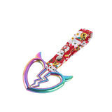 Devil Horns Broken Heart JDM Tsurikawa Drift Subway Train Bus Handle Strap – Universal Car Interior Hanging Charm, Bosozoku Red Cats Pattern Retro Nylon Strap X1