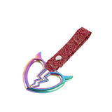 Devil Horns Broken Heart JDM Tsurikawa Drift Subway Train Bus Handle Strap – Universal Car Interior Hanging Charm, Bosozoku Red Clouds Pattern Retro Nylon Strap X1