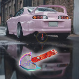Devil Horns Broken Heart JDM Tsurikawa Drift Subway Train Bus Handle Strap – Universal Car Interior Hanging Charm, Bosozoku Red Waves Pattern Retro Nylon Strap X1