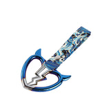 Devil Horns Broken Heart JDM Tsurikawa Drift Subway Train Bus Handle Strap – Universal Car Interior Hanging Charm, Bosozoku Blue Waves Pattern Retro Nylon Strap X1