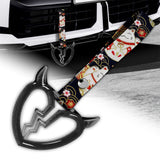 Devil Horns Broken Heart Crystal-Style Ring JDM Tsurikawa Drift Subway Train Bus Handle Strap – Universal Car Interior Hanging Charm, Bosozoku Black Cats Pattern Retro Nylon Strap X1