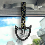 Devil Horns Broken Heart Crystal-Style Ring JDM Tsurikawa Drift Subway Train Bus Handle Strap – Universal Car Interior Hanging Charm, Bosozoku Black Clouds Pattern Retro Nylon Strap X2