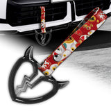 Devil Horns Broken Heart Crystal-Style Ring JDM Tsurikawa Drift Subway Train Bus Handle Strap – Universal Car Interior Hanging Charm, Bosozoku Red Cats Pattern Retro Nylon Strap X1