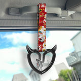 Devil Horns Broken Heart Crystal-Style Ring JDM Tsurikawa Drift Subway Train Bus Handle Strap – Universal Car Interior Hanging Charm, Bosozoku Red Cats Pattern Retro Nylon Strap X2