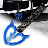 Devil Horns Broken Heart Crystal-Style Ring JDM Tsurikawa Drift Subway Train Bus Handle Strap – Universal Car Interior Hanging Charm, Bosozoku Black Clouds Pattern Retro Nylon Strap X1