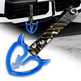 Devil Horns Broken Heart Crystal-Style Ring JDM Tsurikawa Drift Subway Train Bus Handle Strap – Universal Car Interior Hanging Charm, Bosozoku Green Waves Pattern Retro Nylon Strap X1
