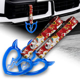Devil Horns Broken Heart Crystal-Style Ring JDM Tsurikawa Drift Subway Train Bus Handle Strap – Universal Car Interior Hanging Charm, Bosozoku Red Cats Pattern Retro Nylon Strap X2