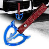 Devil Horns Broken Heart Crystal-Style Ring JDM Tsurikawa Drift Subway Train Bus Handle Strap – Universal Car Interior Hanging Charm, Bosozoku Red Clouds Pattern Retro Nylon Strap X1