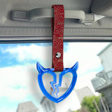 Devil Horns Broken Heart Crystal-Style Ring JDM Tsurikawa Drift Subway Train Bus Handle Strap – Universal Car Interior Hanging Charm, Bosozoku Red Clouds Pattern Retro Nylon Strap X1