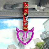 Devil Horns Broken Heart Crystal-Style Ring JDM Tsurikawa Drift Subway Train Bus Handle Strap – Universal Car Interior Hanging Charm, Bosozoku Red Dogs Pattern Retro Nylon Strap X2