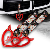 Devil Horns Broken Heart Crystal-Style Ring JDM Tsurikawa Drift Subway Train Bus Handle Strap – Universal Car Interior Hanging Charm, Bosozoku Black Cats Pattern Retro Nylon Strap X2
