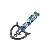 Devil Horns Broken Heart JDM Tsurikawa Drift Subway Train Bus Handle Strap – Universal Car Interior Hanging Charm, Bosozoku Blue Waves Pattern Retro Nylon Strap X1