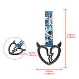 Devil Horns Broken Heart JDM Tsurikawa Drift Subway Train Bus Handle Strap – Universal Car Interior Hanging Charm, Bosozoku Blue Waves Pattern Retro Nylon Strap X1