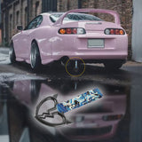 Devil Horns Broken Heart JDM Tsurikawa Drift Subway Train Bus Handle Strap – Universal Car Interior Hanging Charm, Bosozoku Blue Waves Pattern Retro Nylon Strap X1