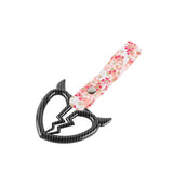 Devil Horns Broken Heart JDM Tsurikawa Drift Subway Train Bus Handle Strap – Universal Car Interior Hanging Charm, Bosozoku Pink Flowers Pattern Retro Nylon Strap X1