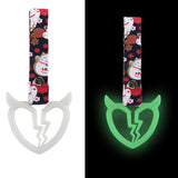 Devil Horns Broken Heart JDM Tsurikawa Drift Subway Train Bus Handle Strap – Universal Car Interior Hanging Charm, Bosozoku Black Cats Pattern Retro Nylon Strap X1