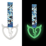 Devil Horns Broken Heart JDM Tsurikawa Drift Subway Train Bus Handle Strap – Universal Car Interior Hanging Charm, Bosozoku Blue Waves Pattern Retro Nylon Strap X1