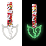 Devil Horns Broken Heart JDM Tsurikawa Drift Subway Train Bus Handle Strap – Universal Car Interior Hanging Charm, Bosozoku Red Cats Pattern Retro Nylon Strap X1