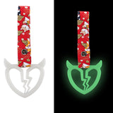 Devil Horns Broken Heart JDM Tsurikawa Drift Subway Train Bus Handle Strap – Universal Car Interior Hanging Charm, Bosozoku Red Dogs Pattern Retro Nylon Strap X1