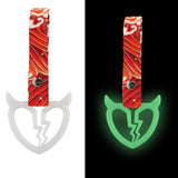 Devil Horns Broken Heart JDM Tsurikawa Drift Subway Train Bus Handle Strap – Universal Car Interior Hanging Charm, Bosozoku Red Waves Pattern Retro Nylon Strap X1
