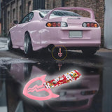 Devil Horns Broken Heart JDM Tsurikawa Drift Subway Train Bus Handle Strap – Universal Car Interior Hanging Charm, Bosozoku Red Cats Pattern Retro Nylon Strap X1