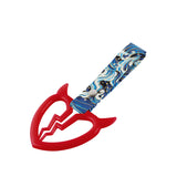 Devil Horns Broken Heart JDM Tsurikawa Drift Subway Train Bus Handle Strap – Universal Car Interior Hanging Charm, Bosozoku Blue Waves Pattern Retro Nylon Strap X1