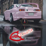 Devil Horns Broken Heart JDM Tsurikawa Drift Subway Train Bus Handle Strap – Universal Car Interior Hanging Charm, Bosozoku Pink Flowers Pattern Retro Nylon Strap X1
