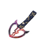Devil Horns Broken Heart JDM Tsurikawa Drift Subway Train Bus Handle Strap – Universal Car Interior Hanging Charm, Bosozoku Blue Flowers Pattern Retro Nylon Strap X1