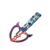 Devil Horns Broken Heart JDM Tsurikawa Drift Subway Train Bus Handle Strap – Universal Car Interior Hanging Charm, Bosozoku Blue Waves Pattern Retro Nylon Strap X1