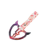 Devil Horns Broken Heart JDM Tsurikawa Drift Subway Train Bus Handle Strap – Universal Car Interior Hanging Charm, Bosozoku Pink Flowers Pattern Retro Nylon Strap X1