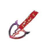 Devil Horns Broken Heart JDM Tsurikawa Drift Subway Train Bus Handle Strap – Universal Car Interior Hanging Charm, Bosozoku Red Flowers Pattern Retro Nylon Strap X1
