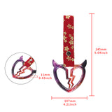 Devil Horns Broken Heart JDM Tsurikawa Drift Subway Train Bus Handle Strap – Universal Car Interior Hanging Charm, Bosozoku Red Flowers Pattern Retro Nylon Strap X1