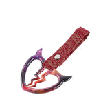 Devil Horns Broken Heart JDM Tsurikawa Drift Subway Train Bus Handle Strap – Universal Car Interior Hanging Charm, Bosozoku Red Clouds Pattern Retro Nylon Strap X1