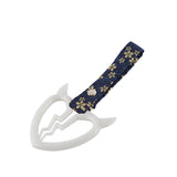 Devil Horns Broken Heart JDM Tsurikawa Drift Subway Train Bus Handle Strap – Universal Car Interior Hanging Charm, Bosozoku Blue Flowers Pattern Retro Nylon Strap X1
