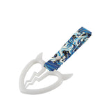 Devil Horns Broken Heart JDM Tsurikawa Drift Subway Train Bus Handle Strap – Universal Car Interior Hanging Charm, Bosozoku Blue Waves Pattern Retro Nylon Strap X1